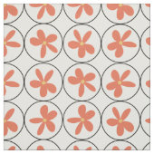 Retro Peach Floral Tile - Combed Cotton Fabric Stoff (Muster)