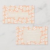 Retro Peach Fuzz Checkered Daisy Visitenkarte (Vorne/Hinten)