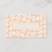 Retro Peach Fuzz Checkered Daisy Visitenkarte (Vorderseite)