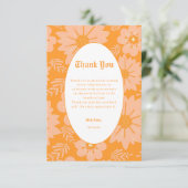 Retro Peach Fuzz Orange Color Blume Muster Dankeskarte (Stehend Vorderseite)