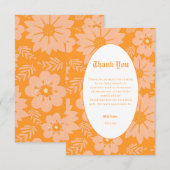 Retro Peach Fuzz Orange Color Blume Muster Dankeskarte (Vorne/Hinten)