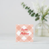 Retro Peach Gingham Pattern Quadratische Visitenkarte (Stehend Vorderseite)
