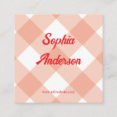 Retro Peach Gingham Pattern Quadratische Visitenkarte (Vorderseite)