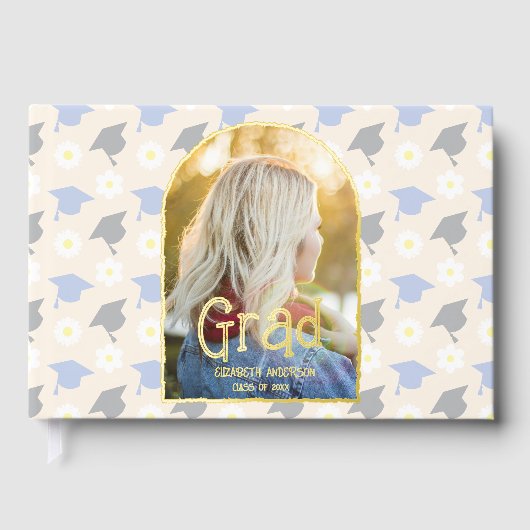 Retro Peach Graduation Gästebuch (Vorderseite)