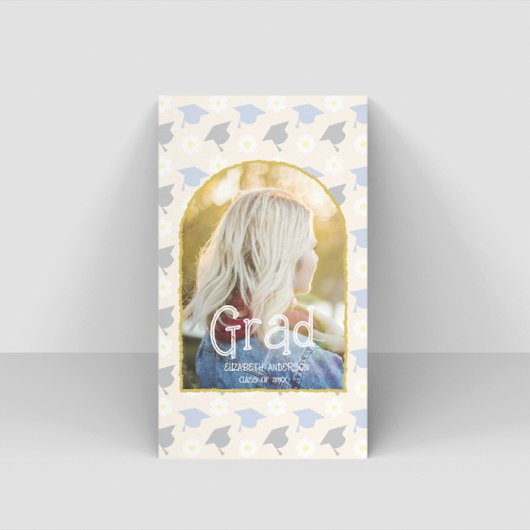 Retro Peach Graduation Name Card Visitenkarte