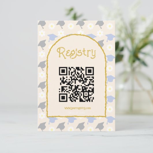 Retro Peach Graduation Registry Begleitkarte (Stehend Vorderseite)