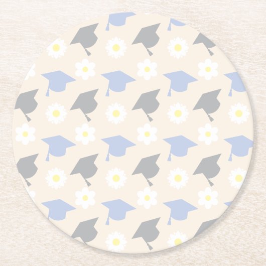 Retro Peach Graduation Runder Pappuntersetzer (Vorderseite)