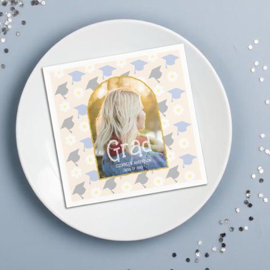 Retro Peach Graduation Serviette