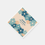 Retro Peach Green Boho Blume 40. Geburtstag Serviette (Ecke)