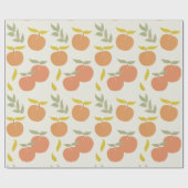 Retro Peach & Leaf Muster Geschenkpapier (Flach)