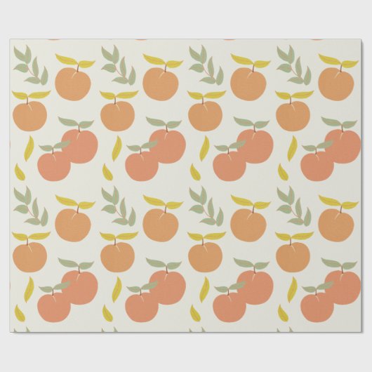 Retro Peach & Leaf Muster Geschenkpapier (Flach)