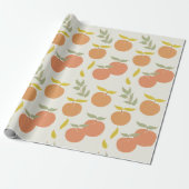 Retro Peach & Leaf Muster Geschenkpapier (Ungerollt)