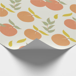 Retro Peach & Leaf Muster Geschenkpapier