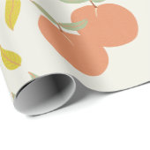 Retro Peach & Leaf Muster Geschenkpapier (Rolleneckpunkt)