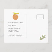 Retro Peach & Leaf Muster Pink Moving Ankündigungspostkarte (Rückseite)