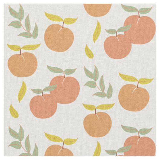 Retro Peach & Leaf Muster Stoff (Nahaufnahme)