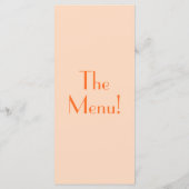 Retro Peach Orange farbenfroh kühne einzigartige H Menükarte (Rückseite)