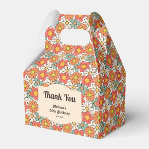Retro Peach Orange Floral Groovy Geburtstag Geschenkschachtel