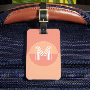 Retro Peach Pink Geometric Modern Monogram Gepäckanhänger