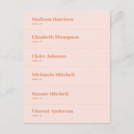 Retro Peach Pink Orange Wedding Platzkarte DIY