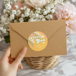 Retro Peach Rainbow Vielen Dank Sticker Daisies