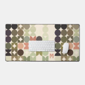 Retro Peach Red Brown Olive Green Pop Art Muster Schreibtischunterlage (Tastatur & Maus)