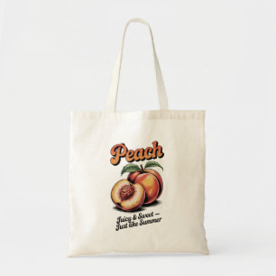 Retro Peach Vintag Fruit Illustration Tragetasche