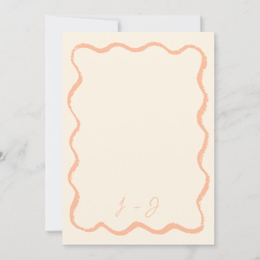 Retro Peach Wavy Champagner Tower Save the Date Einladung (Rückseite)