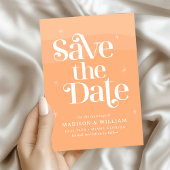 Retro Peach Wedding Save the Date Einladung