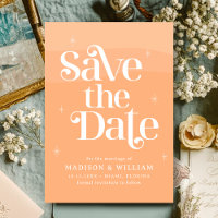 Retro Peach Wedding Save the Date
