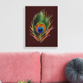 Retro Peacock Feather Canvas Print Leinwanddruck (Insitu (Wohnzimmer))