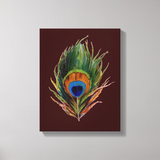 Retro Peacock Feather Canvas Print Leinwanddruck (Vorderseite)