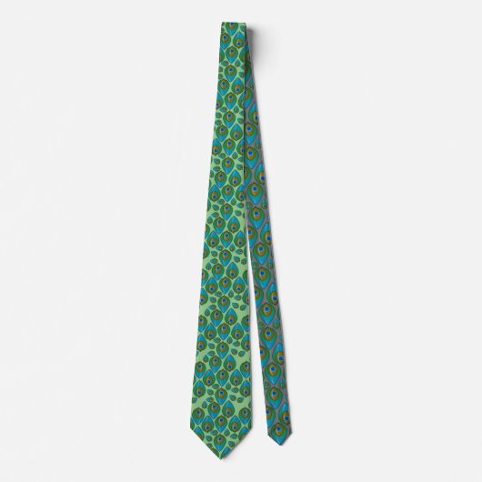 Retro Peacock Pattern Neck Tie Krawatte (Vorderseite)
