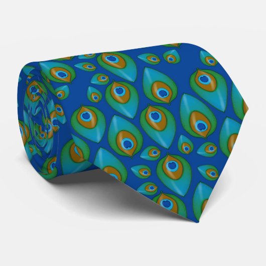 Retro Peacock Pattern Neck Tie Krawatte (Gerollt)