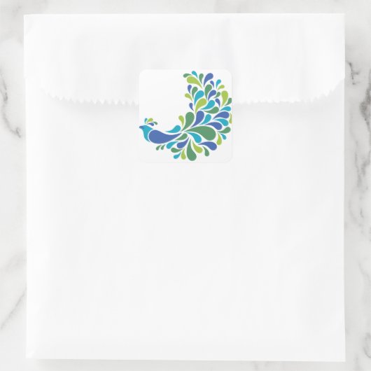 Retro Peacock Quadratischer Aufkleber (Tasche)