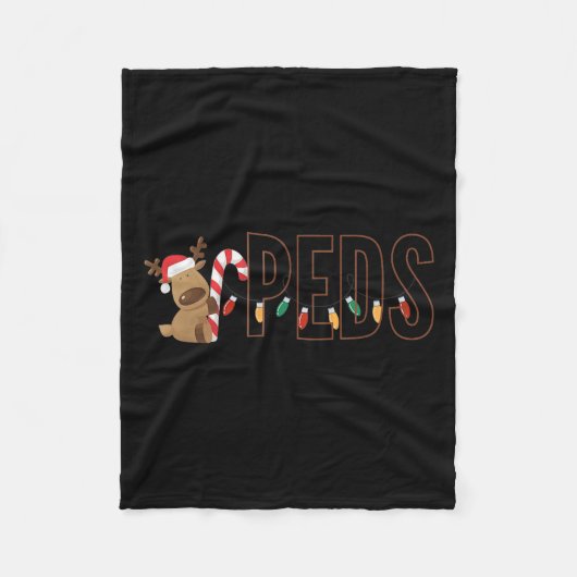 Retro Pediatrics Christmas Lights Reindeer Peds Nu Fleecedecke (Vorderseite)