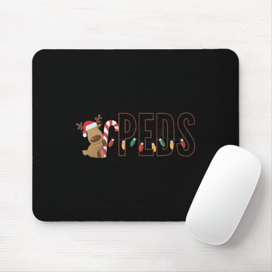 Retro Pediatrics Christmas Lights Reindeer Peds Nu Mousepad (Mit Mouse)