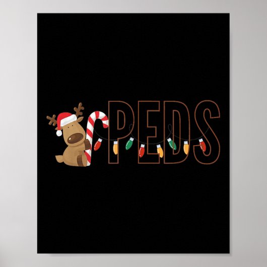 Retro Pediatrics Christmas Lights Reindeer Peds Nu Poster (Vorne)