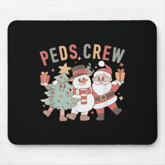 Retro Peds Crew Christmas Pediatric Nurse Nursing Mousepad (Vorne)