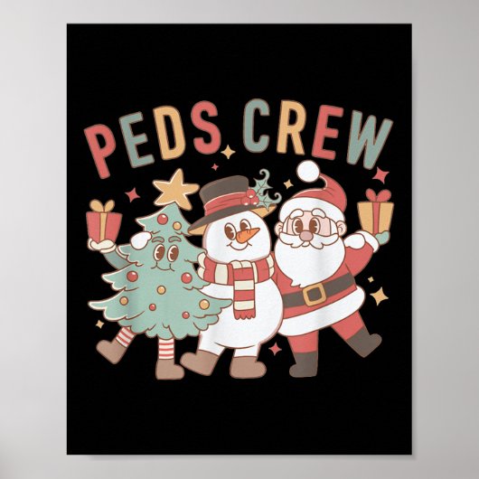 Retro Peds Crew Christmas Pediatric Nurse Nursing Poster (Vorne)