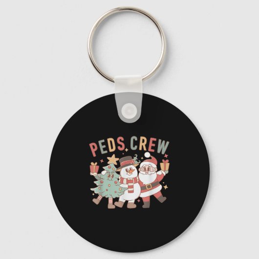 Retro Peds Crew Christmas Pediatric Nurse Nursing Schlüsselanhänger (Vorderseite)