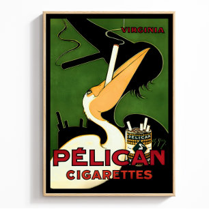 Retro Pelican Cigarettes Ad, Art Deco Poster