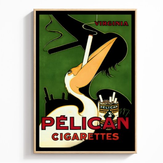 Retro Pelican Cigarettes Ad, Art Deco Poster