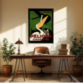 Retro Pelican Cigarettes Ad, Art Deco Poster
