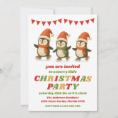 Retro Penguins Editable Christmas Party Einladung (Vorderseite)