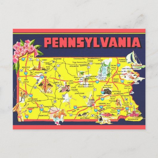 Retro Pennsylvania Karte (Vorderseite)