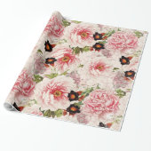 Retro Peony Blume Spring malerisches Muster Geschenkpapier (Ungerollt)