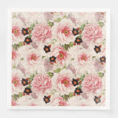 Retro Peony Blume Spring malerisches Muster Serviette (Vorderseite)
