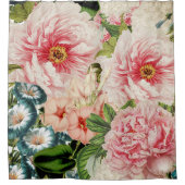 Retro Peony Blumen Spring Floral Pattern Duschvorhang (Vorderseite)
