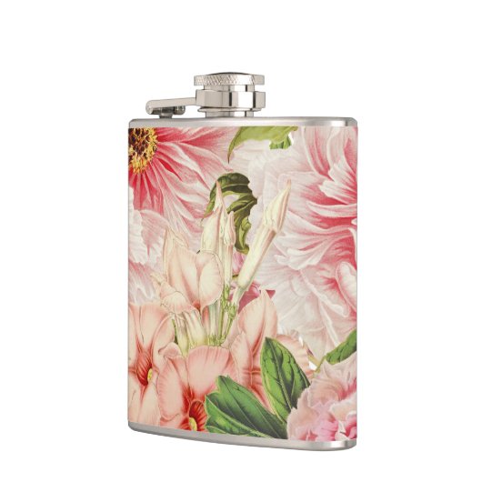 Retro Peony Blumen Spring Floral Pattern Flachmann (Links)